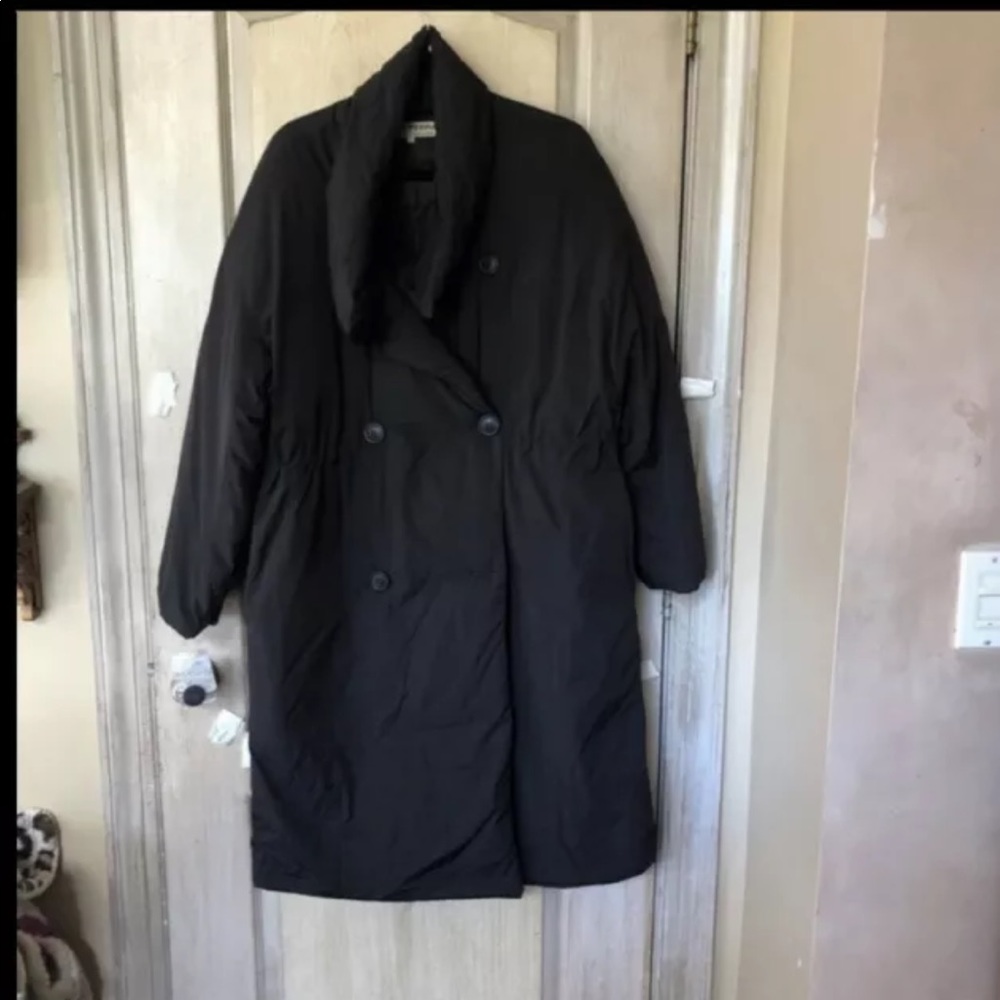 Free People Coat Maxi Downtown Duvet Puffer Adjustable Waist Black - Picture 5 of 7